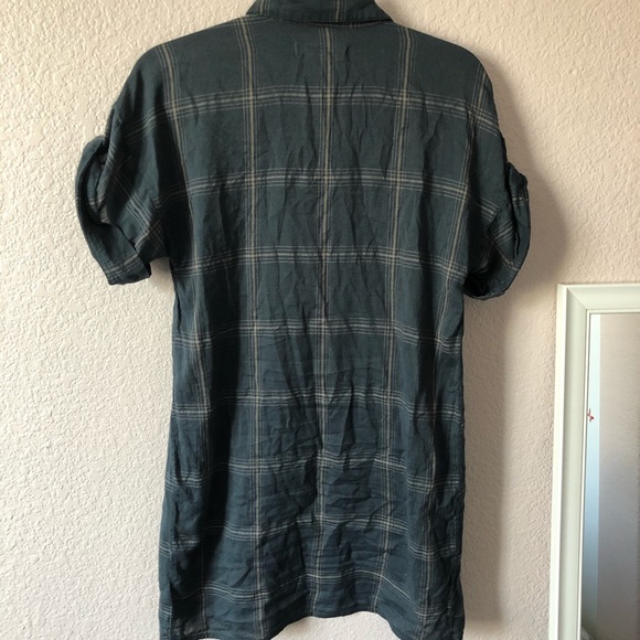 Teal Plaid Button Up Small Staring At Stars Dress - Picture 2 of 4